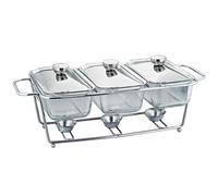 MITLOW Chafing Dish Buffet Set, Récipient Chauffant pour Buffet, avec Pot en Verre Et Couvercle, Support en Acier Inoxydable, Chauffe-Plats De Restauration pour Les Fêtes, Les Buffets