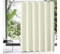 MitoVilla Ensemble de Rideau de Douche Moderne en Ivoire, Rideaux de Douche en Tissu Gaufré Crème pour une Décoration de Salle de Bain de Luxe, Rideau de Douche en Tissu Hôtelier Beige Neutre, Beige