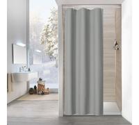 MitoVilla Rideau de Douche Gris gaufré, 91,4 x 183 cm, Demi-Taille Ferme, Tissu étroit, Ensemble lesté gaufré de 91,4 cm, Gris