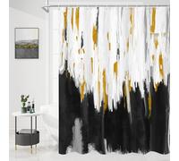 MitoVilla Rideaux de Douche ombrés Abstraits pour décoration de Salle de Bain Moderne et Chic, Rideau de Douche en Tissu Graffiti Vintage, Style Peinture à l'huile, Noir, 183 x 183 cm