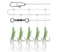 Mitraillette TSURI Sabiki Phosphorescente - Leurre de Pêche en Mer pour Maquereaux, Bars, Lieus et Orphies - Taille : 5 Leurres de 4,5cm