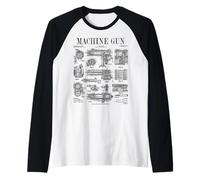 Mitrailleuse Militaire armée Vintage Brevet imprimé Manche Raglan
