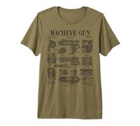Mitrailleuse Militaire armée Vintage Brevet imprimé T-Shirt Haut de Gamme