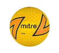 Mitre Attack Ballon de netball | Modèle populaire | Design interactif | Toucher doux, Jaune/Orange/Noir, 5, 71 cm