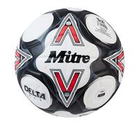 Mitre Delta, solidité Durable, précision Accrue et Performances constantes Ballon De Foot pour Mixte Adulte, Blanc/Noir/Rouge Bib, 5
