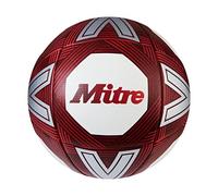 Mitre Intent Ballon de Football pour entraînement | Adhérence et contrôle accrus | Construction Robuste, Blanc/Rouge, 5, 68-71 cm