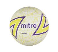 Mitre Intercept Ballon de netball | Modèle doux au toucher | Robuste, Blanc/Onagre/Violet, 4, 66 cm