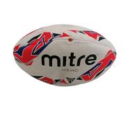 Mitre Rugby Ball | Extra Strong Lining | Full Weight | Hugely Popular, White/Red/Blue, 4