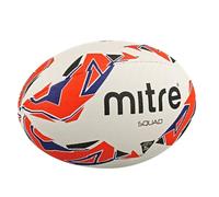 Mitre Rugby Ball | Extra Strong Lining | Full Weight | Hugely Popular, White/Red/Blue, 5