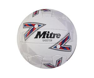 Mitre Shooter Football pour Mixte Adulte, Blanc/Rouge/Bleu/Bleu, 5