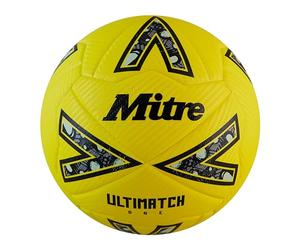 Mitre Ultimatch Football, Enhanced Control, Extra Durability, Added Accuracy, Ball, Fluo Yellow/Black/Circular Grey, 3