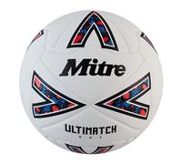 Mitre Ultimatch Football, Enhanced Control, Extra Durability, Added Accuracy, Ball, White/Black/Bib Red, 5