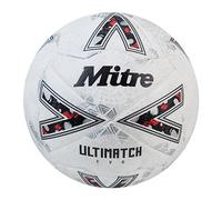 Mitre Ultimatch Football, Enhanced Control, Extra Durability, Added Accuracy, Ball, White/Off-White/Trophy Silver, 4