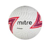 Mitre Ultragrip Ballon de netball | Toutes conditions | Style populaire | Modèle résistant, Blanc/Piment/Rouge vif/Noir, 5, 71 cm