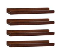 MITREL 43 cm Étagères Murales, Étagère de Moulure en Bois Rustique, Étagère Photo Décorative pour Salon, Livres, Lot de 4, Noyer