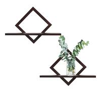 MITREL Cadre en chêne, étagère Flottante pour Mur, étagère de Rangement en Forme de Losange pour Salon, Chambre à Coucher, L S, Lot de 2, Noyer