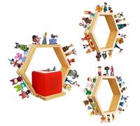 MITREL ÉTagèRe MagnéTique Hexagonale pour BoîTe Tonie, éTagèRes Murales pour Ranger Et PréSenter des Figurines, éTagèRe pour Enfants, Chambre d'enfant, Salon(Bois Naturel)