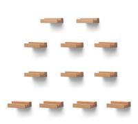 MITREL Lot de 12 ÉTagèRes Murales en Bois De ChêNe Massif pour Disques, Supports pour Albums, ÉTagèRes à Rebord pour Photos, Support De Collection De Disques(Bois Naturel)