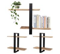 MITREL Lot De 2 Cadres en ChêNe, éTagèRes Flottantes, éTagèRe Murale, éTagèRe De Salle De Bain, Rangement pour DéCoration De La Maison, 2 éTages(Noir Carbonisé)