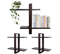 MITREL Lot De 2 Cadres en ChêNe, éTagèRes Flottantes, éTagèRe Murale, éTagèRe De Salle De Bain, Rangement pour DéCoration De La Maison, 2 éTages(Noyer)
