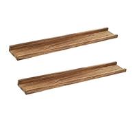 MITREL Lot de 2 étagères murales flottantes décoratives en Bois pour Salon, Chambre à Coucher, Noir carbonisé, 90 x 13 x 40 cm