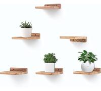 MITREL Lot de 6 Mini étagères murales flottantes carrées en Bois de Style Compact pour Petits Objets, étagère Murale à Suspendre pour Chambre à Coucher, Salon, 12,7 x 10 x 4 cm (Noir carbonisé)