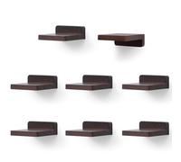 MITREL Lot de 8 Petites Etagères Murales Flottantes Carrées en Bois pour Petits Objets, Décoration pour Chambre à Coucher, Salon, 10,2 x 10,2 x 4 cm (Noyer Foncé)