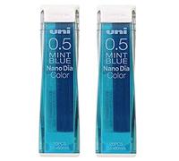 Mitsubishi Lot de 2 mines de crayon Uni Nano Diamond Bleu menthe 0,5 mm