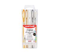 uni-ball Mitsubishi Pencil - 5 Stylos Rollers Encre Gel Signo - Couleurs Pailletées - Pointe 1 mm - Écriture Large - Rollers Créatifs pour Carterie et Loisirs Créatifs