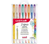 Mitsubishi Pencil - 8 Signo Gel Ink Rollerball Pens - Glitter Colours - 1 Mm Tip - Wide Writing - Creative Rollerball Pens For Card Making And Craft