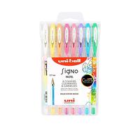 Mitsubishi Pencil - 8 Stylos Rollers Encre Gel - Uni-Ball Signo - Stylos Couleurs Pastel - Pointe 0,7 mm - Écriture Medium - Rollers Fantaisie pour Loisirs Créatifs et Carterie