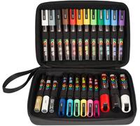 Mitsubishi Pencil - Mallette 24 Marqueurs Pointes Extra-Fines Pc1mc / Fines Pc3m / Moyennes Pc5m / Biseautées Pc8k - Marqueurs Peinture À Base D'eau - Tout Support (X24)