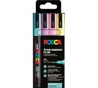 Mitsubishi Pencil - Pochette 4 Marqueurs Pc3m - Pointe Fine - Peinture À Base D'eau - Tout Support - Couleurs Douces[Z713]