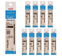Mitsubishi Pencil SXR8005K.24 10P Lot de 10 recharges pour stylo à bille, jet stream multicolore, multifonction, 0,5 mm, noir