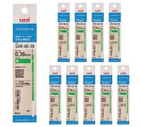 Mitsubishi Pencil SXR8038K.6 10P Lot de 10 recharges pour stylo à bille, jet stream multicolore, 0,38 mm, vert