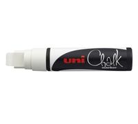 Faber-Castell uni-ball 186601 - Marqueur fenêtre & craie UNI CHALK PWE-17K 15 mm, pointe biseautée large, blanc