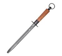 MITSUMOTO SAKARI 40 cm, fusil à aiguiser plat en diamant noir à haute teneur en carbone, aiguiseur professionnel pour couteaux (manche en bois acide avec coffret raffiné)