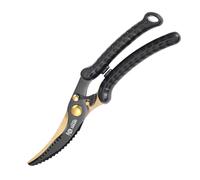 MITSUMOTO SAKARI Ciseaux de Cuisine Noirs et Dorés de 25 cm, Ciseaux de Cuisine Japonais, Ciseaux de Volaille Professionnels en Acier Allié pour Couper le Poulet, la Viande et Les Os