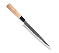 MITSUMOTO SAKARI Couteau Sashimi de 28 cm, Couteau Japonais en Alliage de Tungstène, Couteau à Sushi Professionnel Forgé à la Main (manche en Fraxinus Mandshurica et Boutique Boîte en bois)
