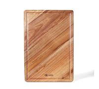 MITSUMOTO SAKARI Planche à Découper en Bois d'Acacia 42 x 28.5 x 2.3cm - Professionnelle, Naturelle et Durable Avec Cavité Anti-Enversement