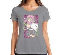Mitsuri Kanroji Kimetsu no Yaiba Kawaii T-shirt pour femme Rose Vert Cheveux, gris, S
