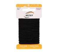 MITSY Bande élastique 5 mm 5 m Noir Cordon en caoutchouc Souffles en caoutchouc Masques Élastique