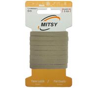 MITSY Bande élastique indéchirable à coudre - Largeur : 6 mm - 5 m - Beige - Solide - Pour pantalons, maison, bricolage, artisanat, tissus à coudre