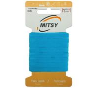 MITSY Bande élastique indéchirable à coudre - Largeur : 8 mm - 5 m - Turquoise - Solide - Pour pantalons, maison, bricolage, artisanat, tissus à coudre
