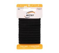 MITSY Bandes élastiques indéchirables à coudre - Largeur : 8 mm - 5 m - Noir - Solide - Pour pantalon - Pour la maison, le bricolage, l'artisanat, les tissus à coudre