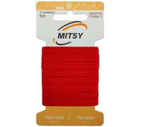 MITSY Bandes élastiques indéchirables à coudre - Largeur : 8 mm - 5 m - Rouge - Solide - Pour pantalon - Pour la maison, le bricolage, l'artisanat, les tissus à rapprocher
