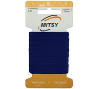 MITSY Bandes élastiques indéchirables pour couture - Largeur : 10 mm - 5 m - Bleu marine - Fil en caoutchouc solide - Pour la gomme à coudre - Pour la maison, le bricolage, l'artisanat