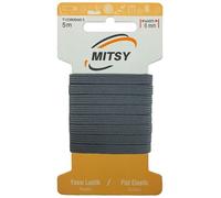 MITSY Bandes élastiques indéchirables pour la couture - Largeur : 6 mm - 5 m - Gris - Solide - Pour pantalon - Pour la maison, le bricolage, l'artisanat, les tissus à rapprocher