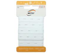 MITSY Bobine de bande élastique résistante à la déchirure - Largeur : 20 mm - 5 m - Blanc - Solide - Pour caoutchouc perforé, maison, bricolage, artisanat, tissus à coudre