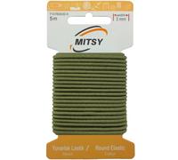 MITSY Cordon élastique rond indéchirable - 3 mm x 5 m - Kaki - Pour la couture - Pour la maison, le bricolage, les tissus à proximité